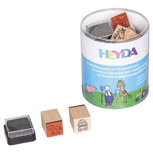 HEYDA set de 15 timbres, diseño de campo.