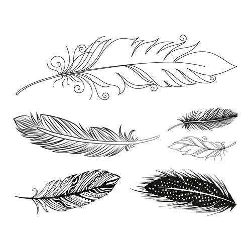 HEYDA Set 10 timbres, diseño plumas