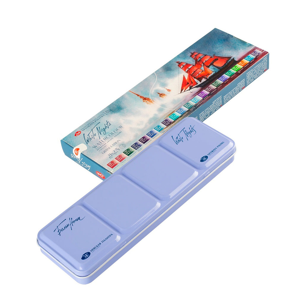 NEVASKAYA PALITRA set acuarelas White Nights Granuladas, caja de metal 21 pans 1/1