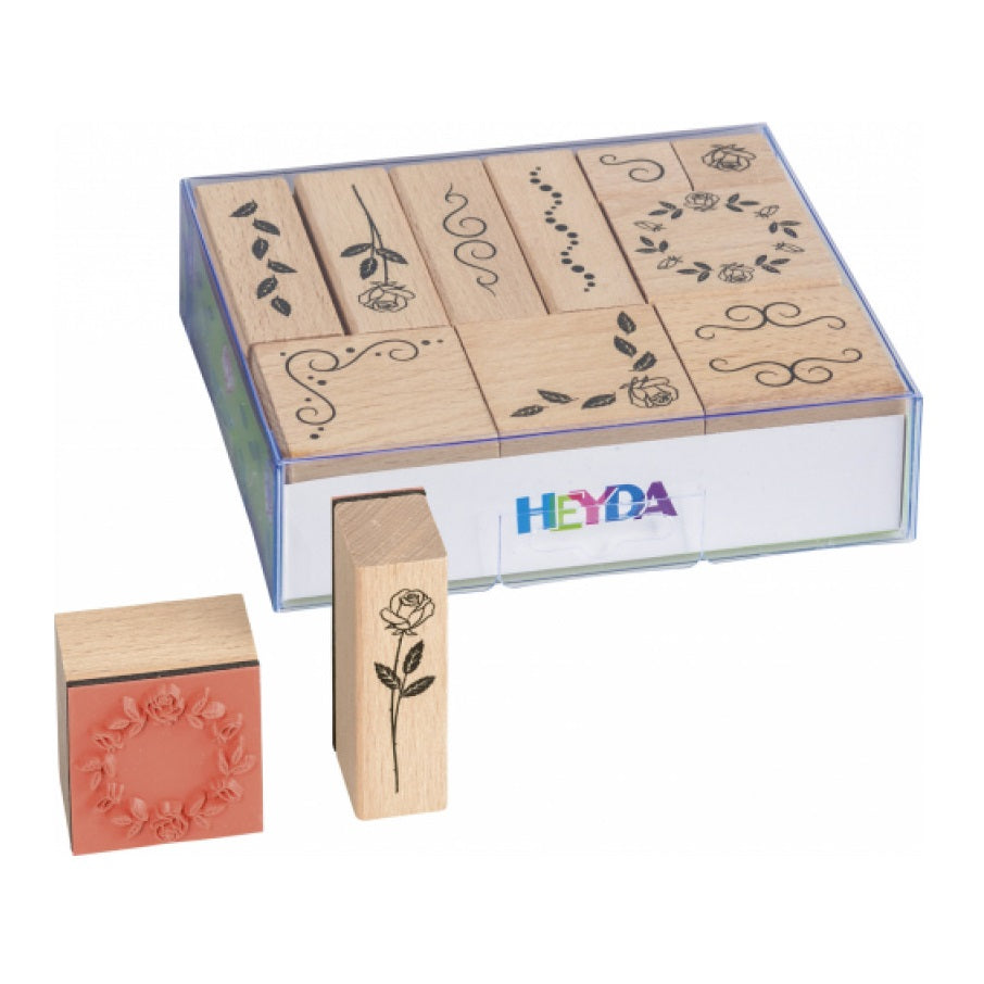 HEYDA Set 10 timbres, diseño ornamental floral