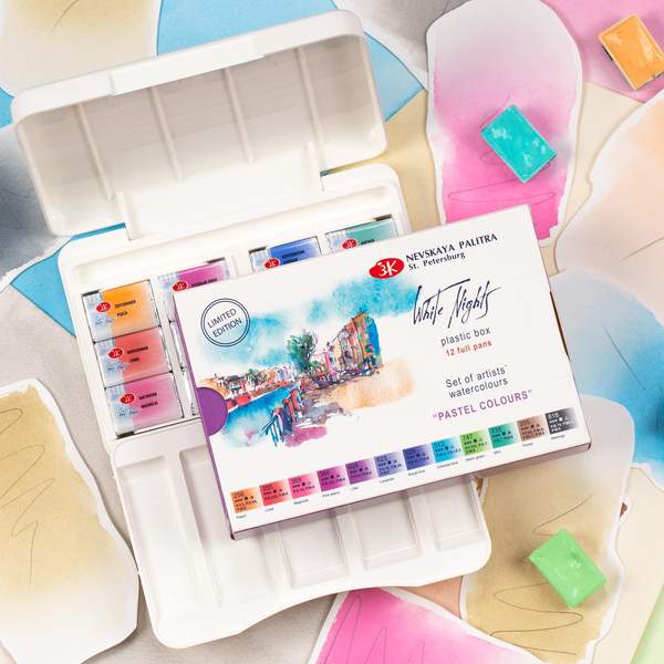 NEVSKAYA PALITRA Set Acuarelas White Nights 12 pans 1/1 – Colores Pasteles