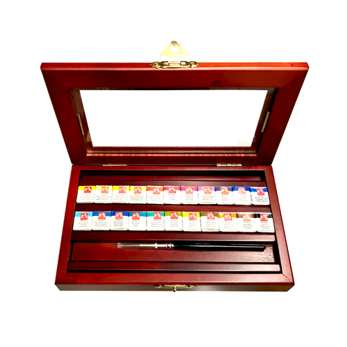 Caran d' Ache Artist Aquarelle Extra-Fine en caja de madera 1/2 x 22 pan