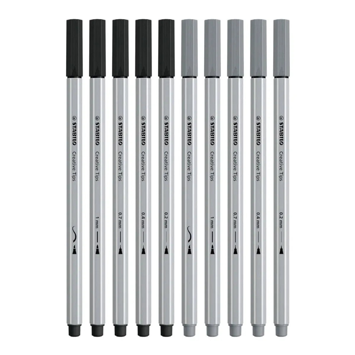 STABILO Set 10 Tiralíneas Creative Tips Gris/Negro