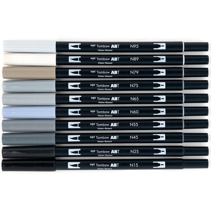 TOMBOW Set 10 marcadores Dual Brush Pen - Grayscale