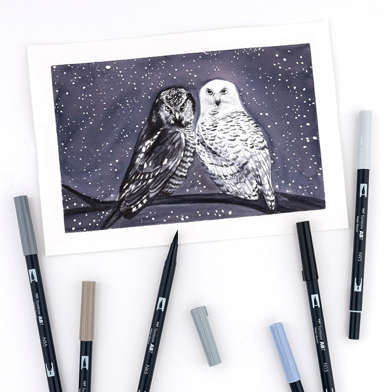 TOMBOW Set 10 marcadores Dual Brush Pen - Grayscale