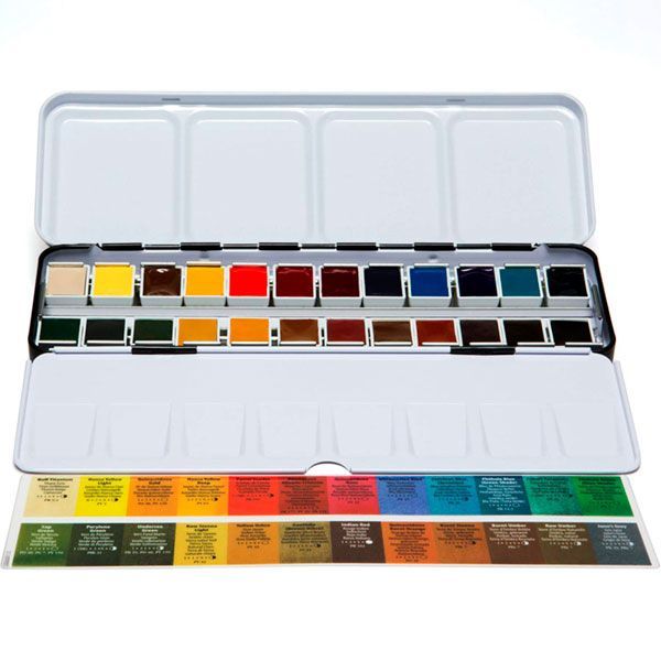 DANIEL SMITH Set Acuarelas, 24 1/2 pan con caja metálica extra