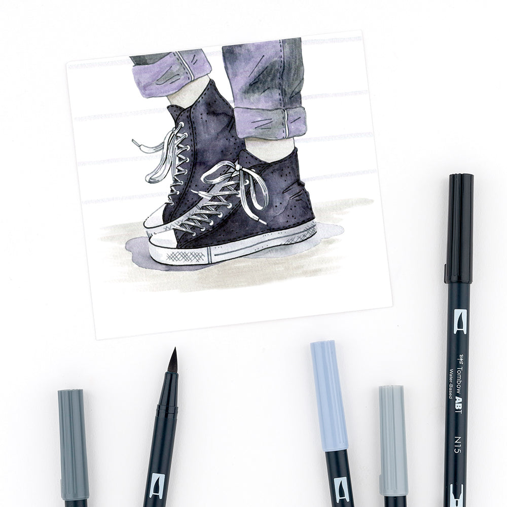 TOMBOW Set 10 marcadores Dual Brush Pen - Grayscale