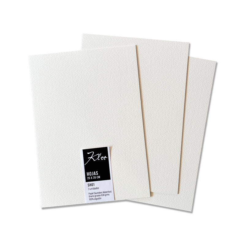 KLEE Papel Saunders Waterford 100% Algodón, 25x35 cm, 3 hojas