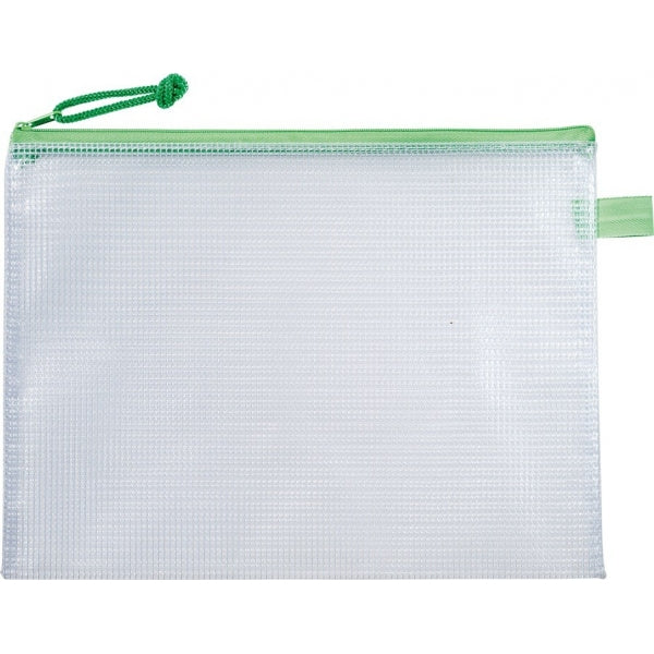 AMI estuche plástico 25 x 35 trasparente cierre verde