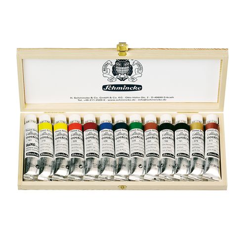 SCHMINCKE Calligraphy Gouache 13 tubos 20ml en Caja de madera