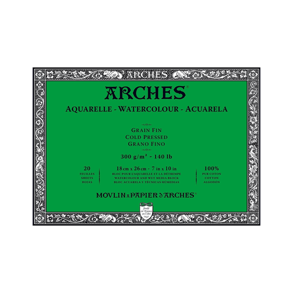 Arches - Block Acuarela Grano Satinado 300 g/m2 20 h