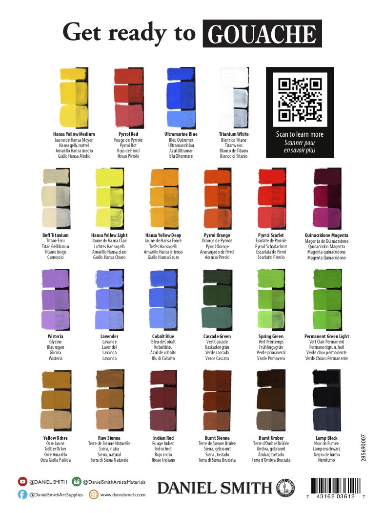 DANIEL SMITH Set Gouache profesional, 4 tubos 15ml