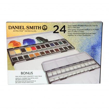 DANIEL SMITH Set Acuarelas, 24 1/2 pan con caja metálica extra