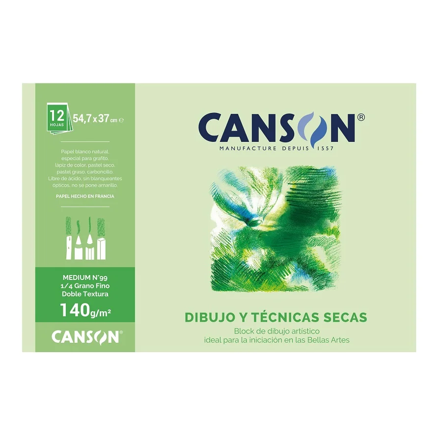 CANSON Block de dibujo 1/4 doble textura 140 g