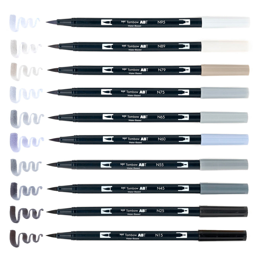 TOMBOW Set 10 marcadores Dual Brush Pen - Grayscale